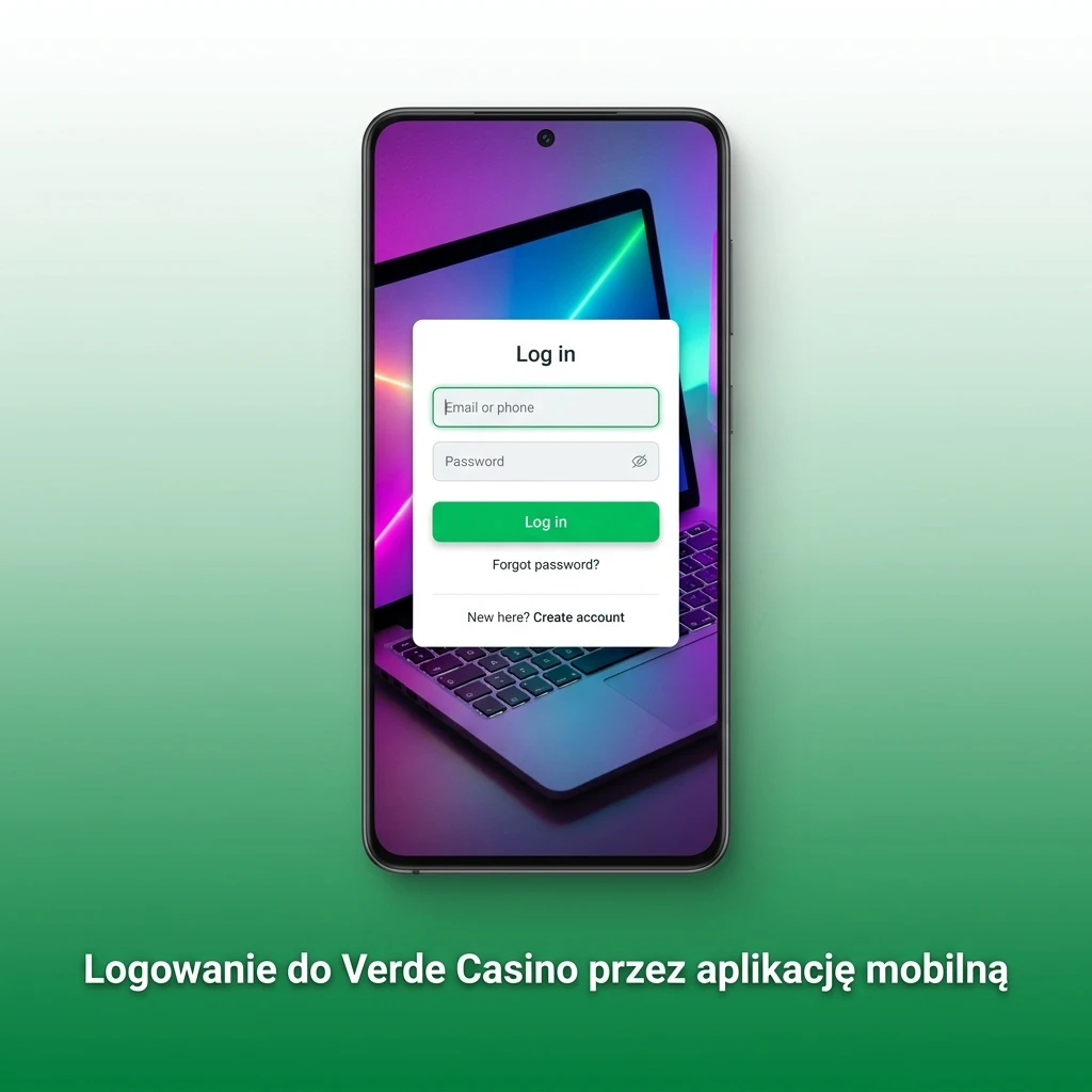 Logowanie do Verde Casino przez aplikację mobilną na smartfonie z interfejsem dotykowym