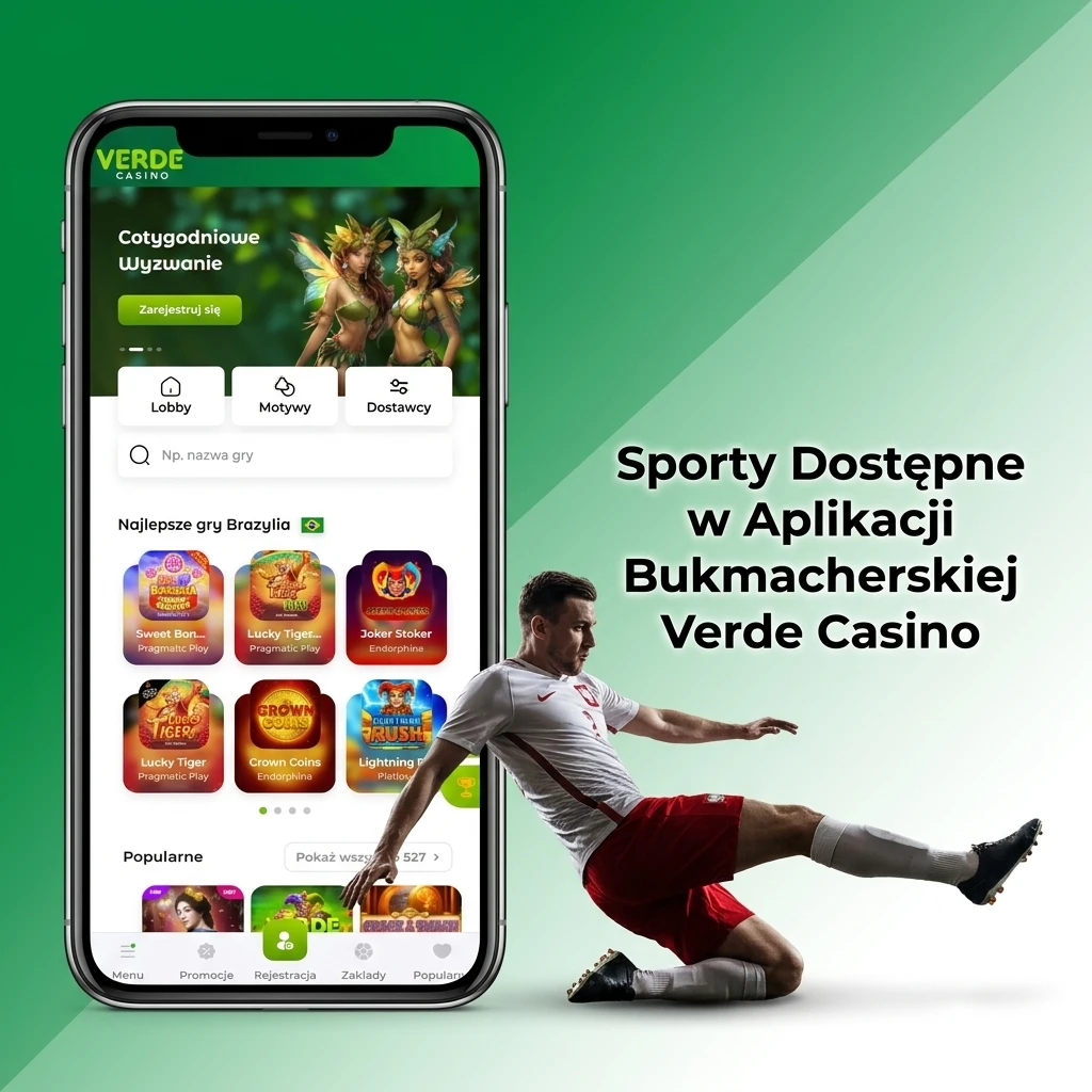 Sporty dostępne w aplikacji bukmacherskiej Verde Casino: piłka nożna, koszykówka, tenis, esport i więcej