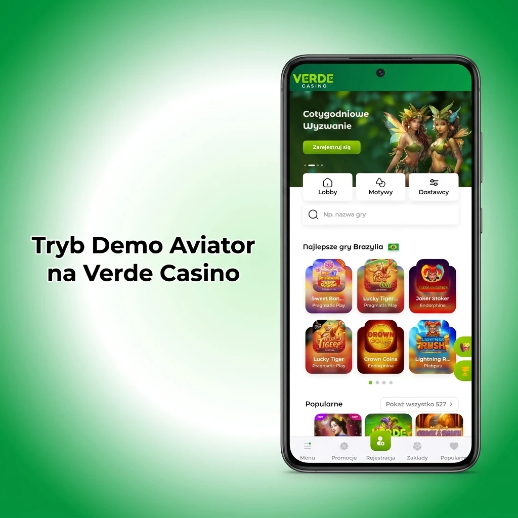 Tryb demo Aviator na Verde Casino – gra wirtualną walutą bez ryzyka finansowego