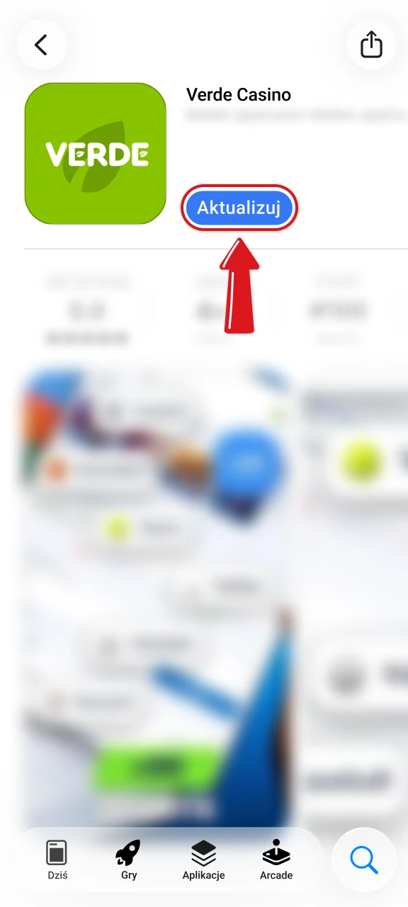 Znajdź Verde Casino w App Store i zainstaluj nową wersję na iOS.