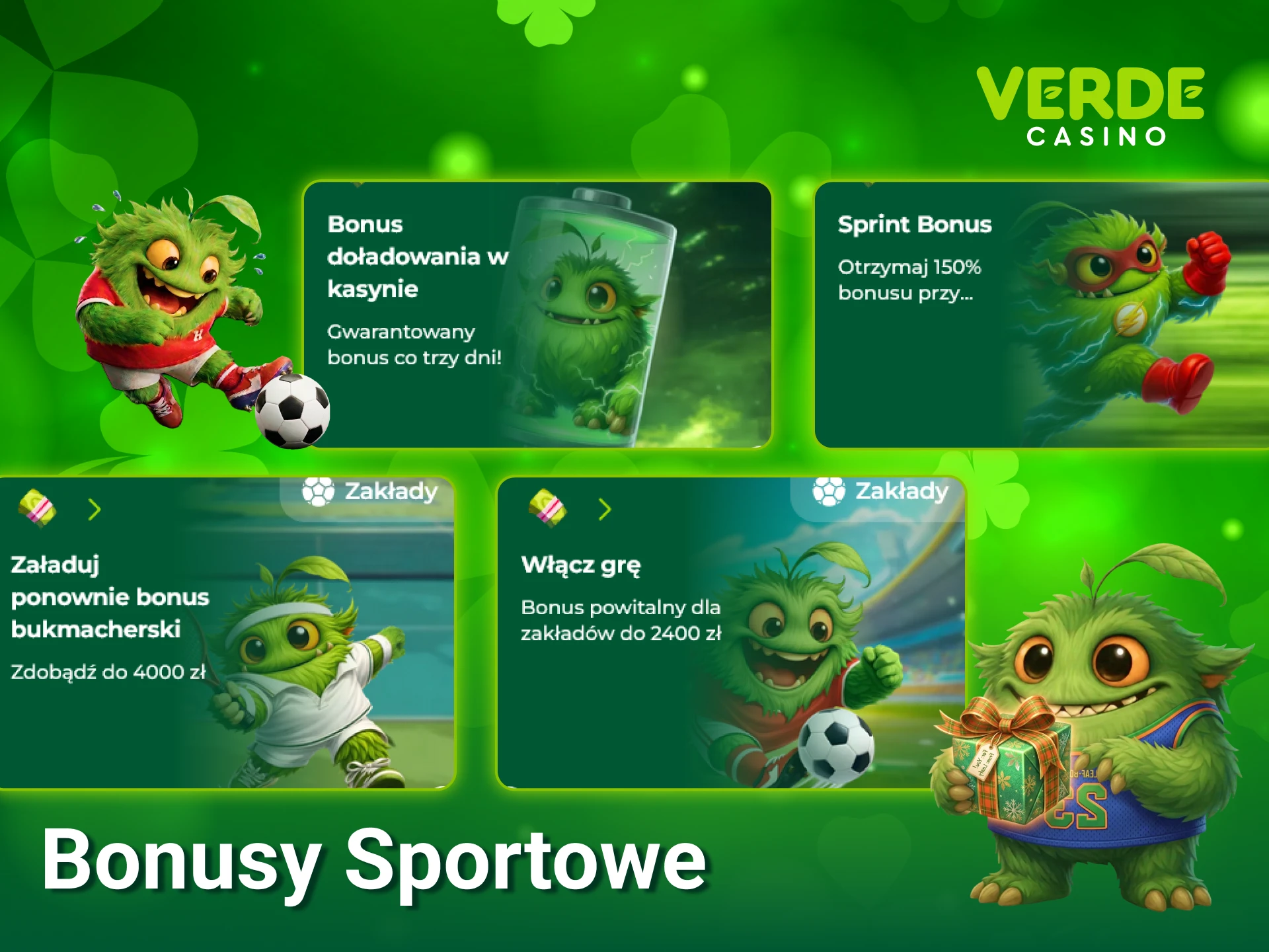 Postaw pierwszy zakład w Verde Casino dzięki ofercie na bonusy sportowe.