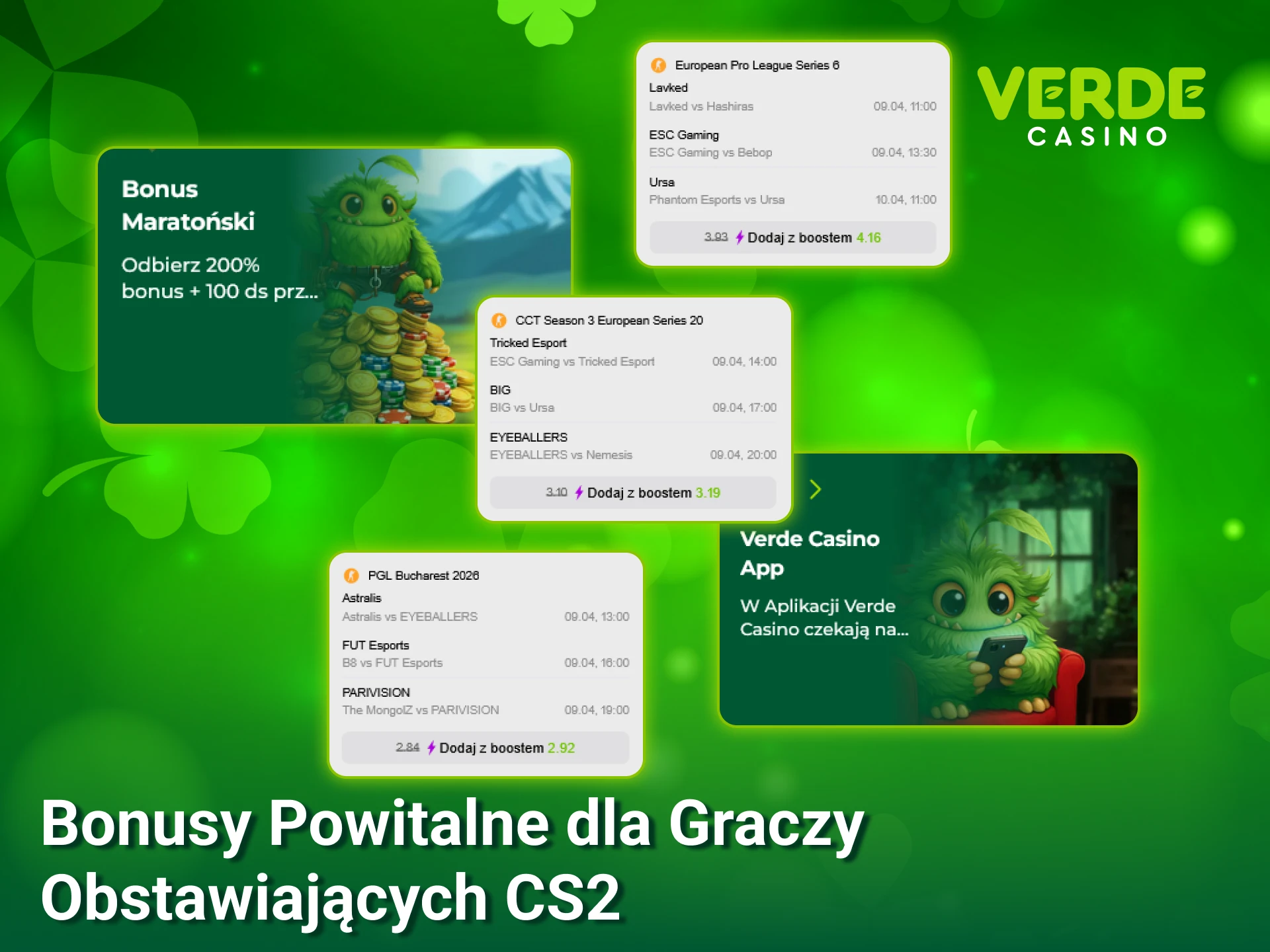 Odbierz wysoki bonus powitalny na start obstawiania CS2 w Verde Casino Official.