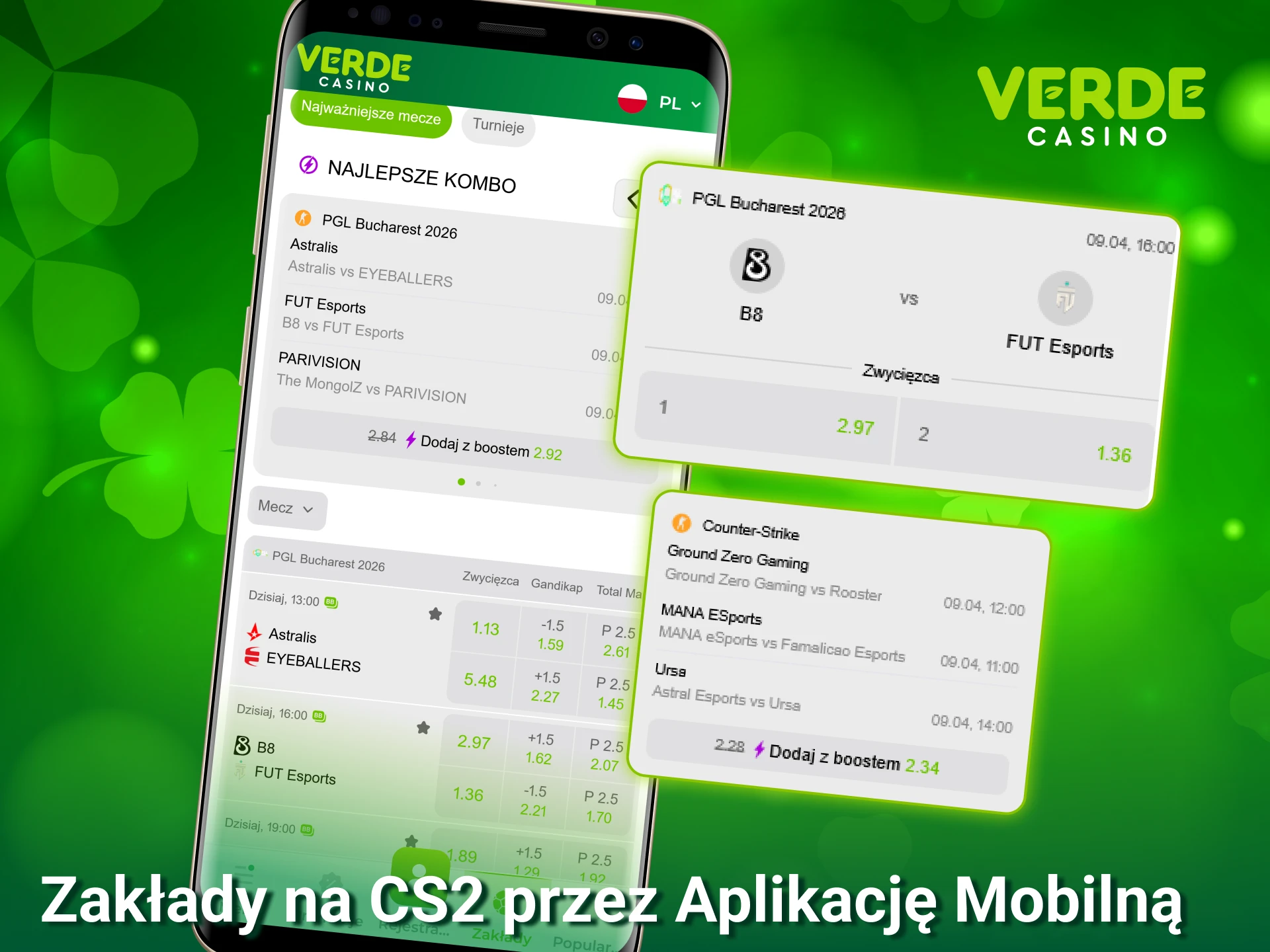 Postaw pierwszy zakład na CS2 w oficjalnej aplikacji mobilnej Verde Casino i wygrywaj.