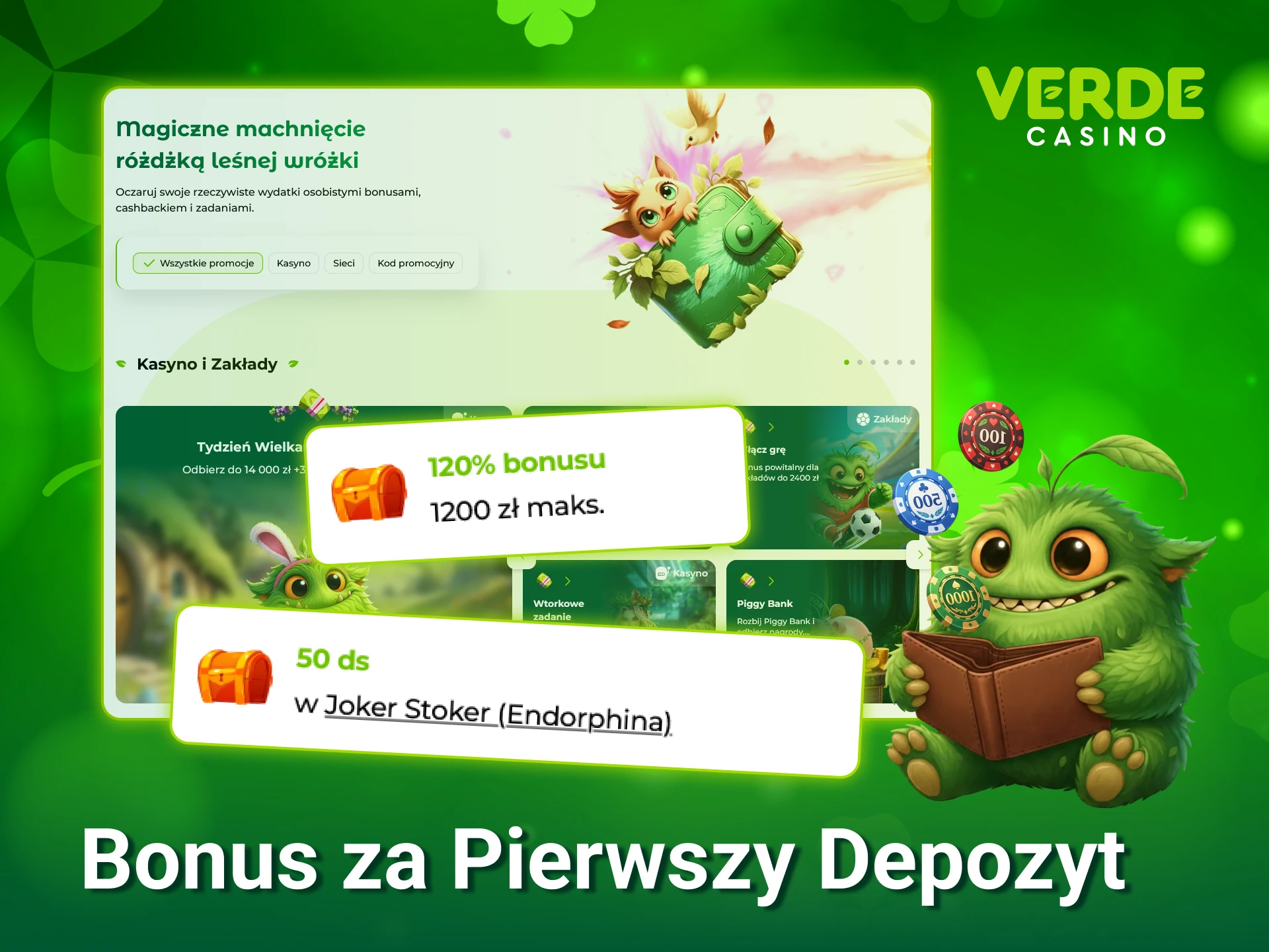 Odbierz powitalny bonus za pierwszą wpłatę i zacznij grać w Verde Casino.