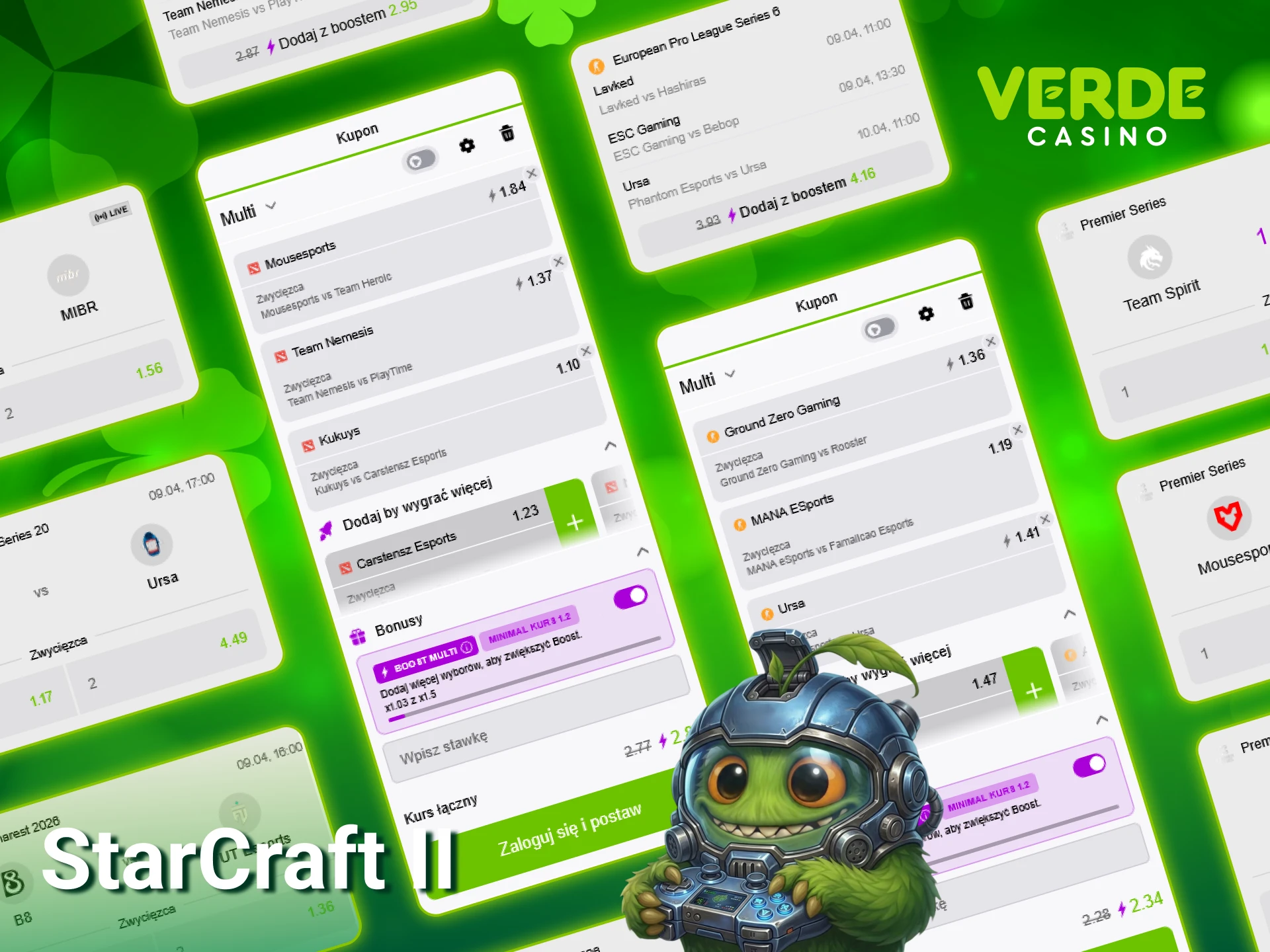 Postaw na najlepszych strategów w StarCraft II na stronie Verde Casino eSports.