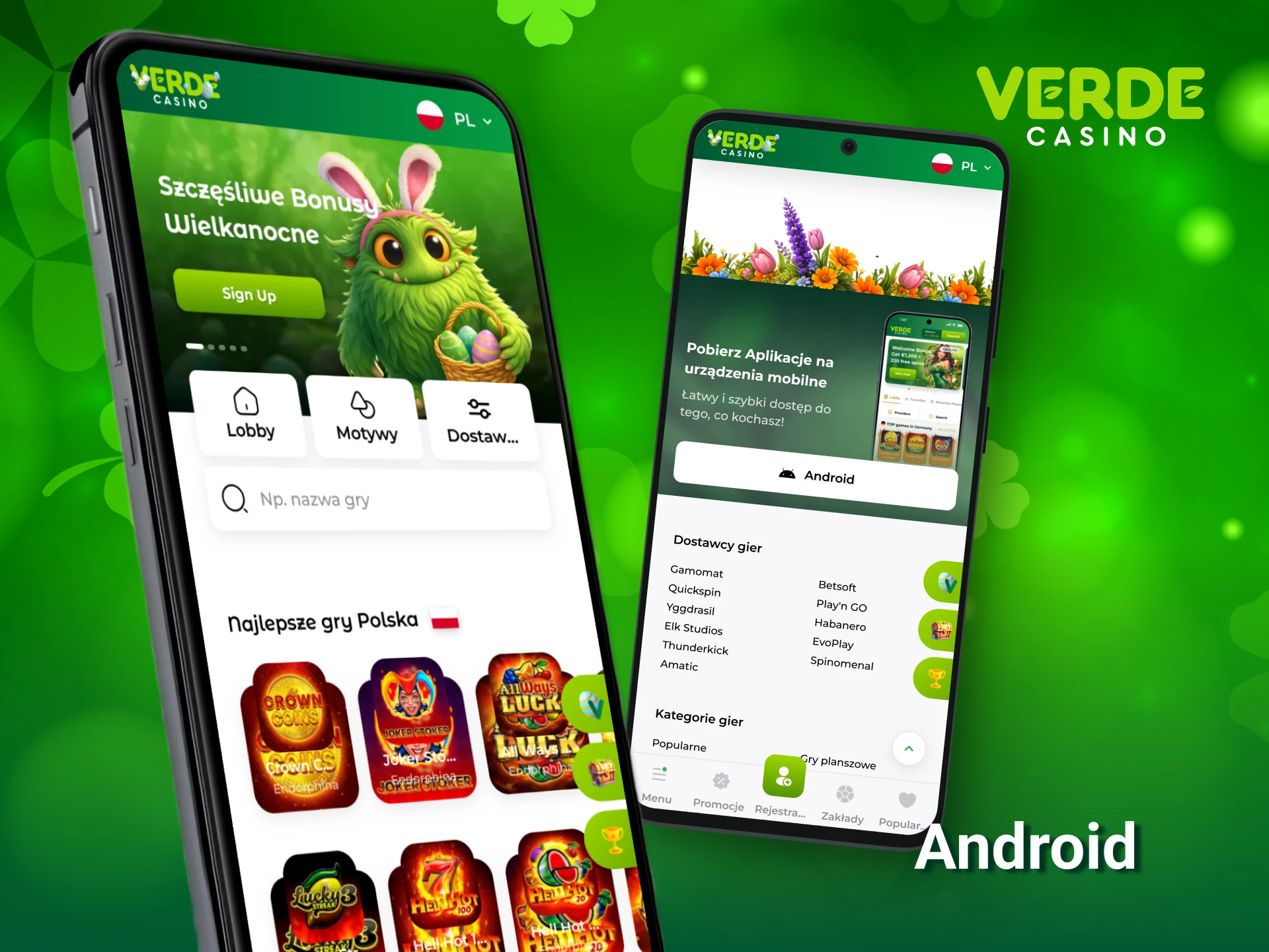 Pobierz dedykowaną aplikację Verde Casino na system Android i obstawiaj mobilnie.