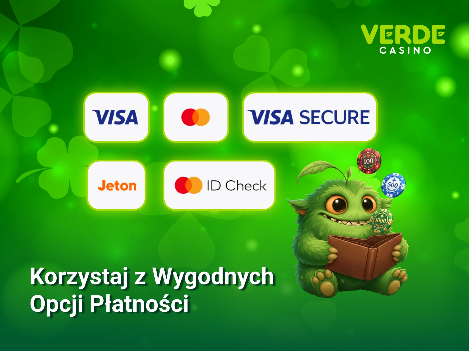 Wybierz bezpieczne opcje płatności w Verde Casino Poland i doładuj depozyt.