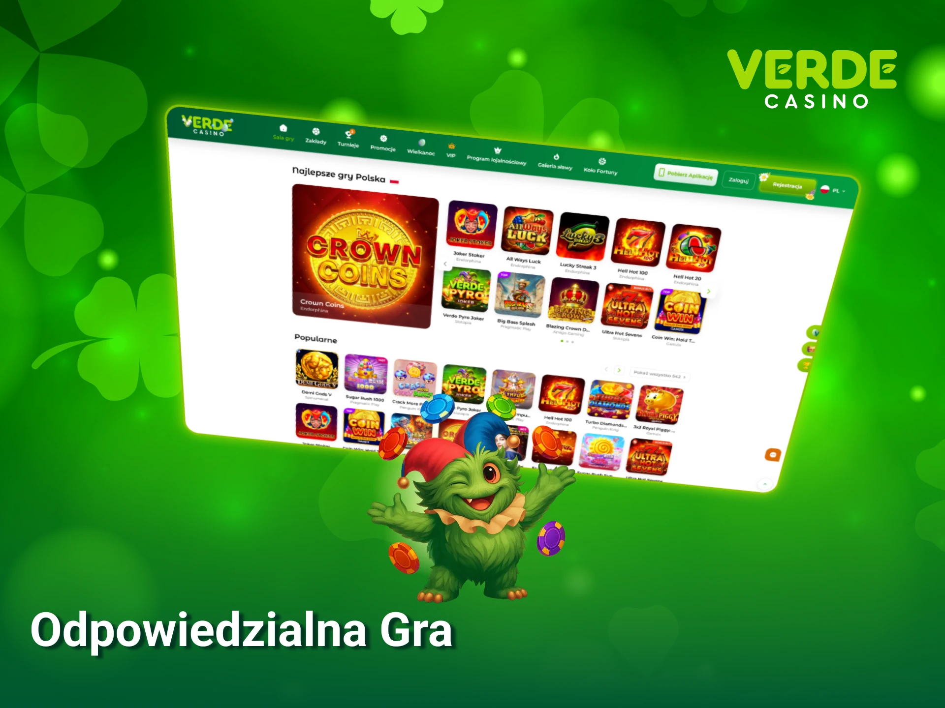 Pamiętaj o zasadach odpowiedzialnej gry podczas korzystania z serwisu Verde Casino.