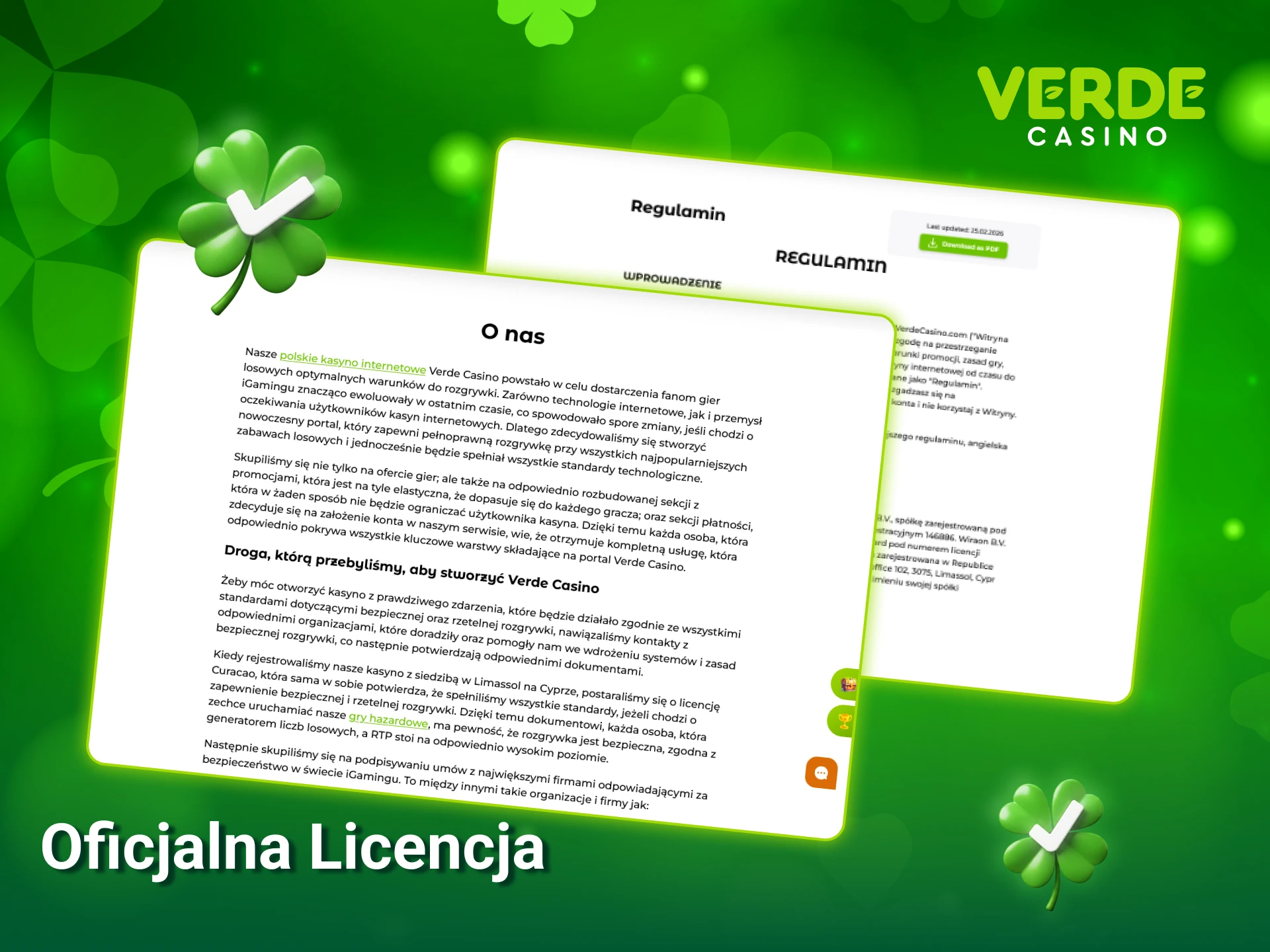 Sprawdź szczegóły dotyczące oficjalnej licencji Verde Casino i graj bezpiecznie.