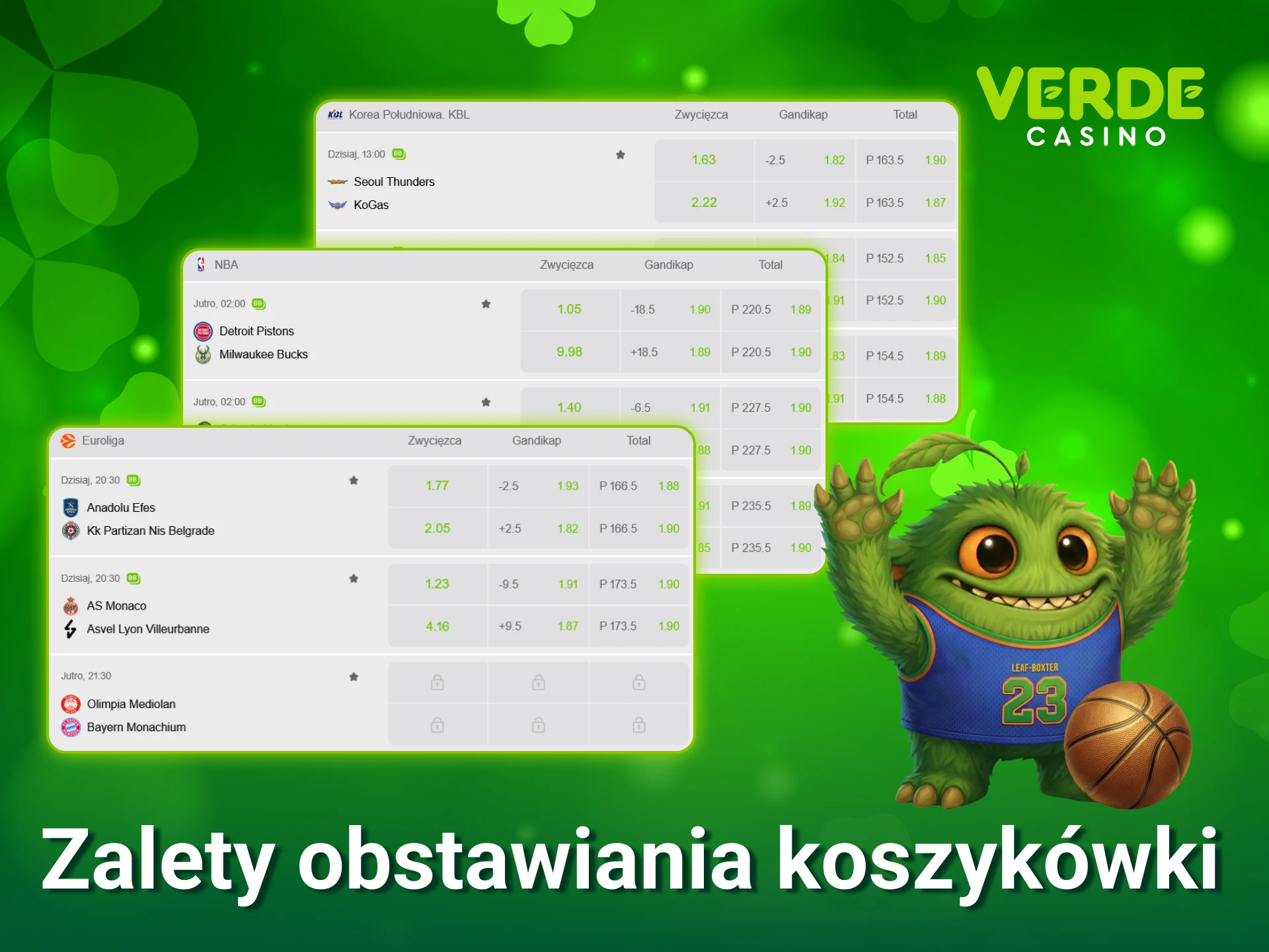 Poznaj liczne zalety Verde Casino i stawiaj zwycięskie zakłady na koszykówkę.