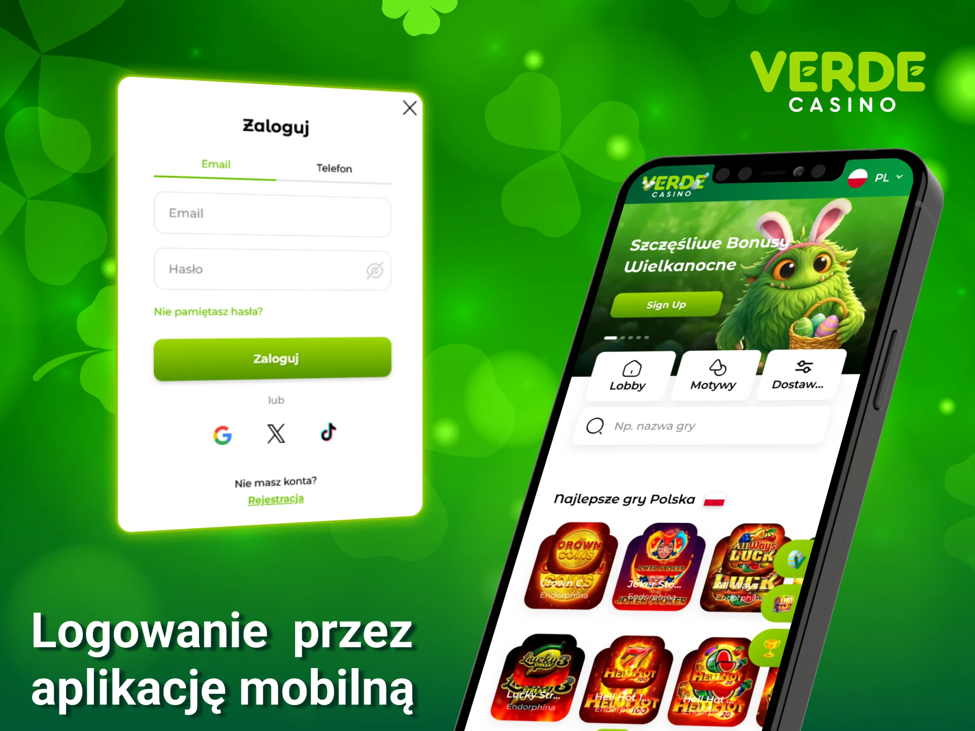 Zaloguj się do swojego konta Verde Casino i ciesz się grą w Polsce.