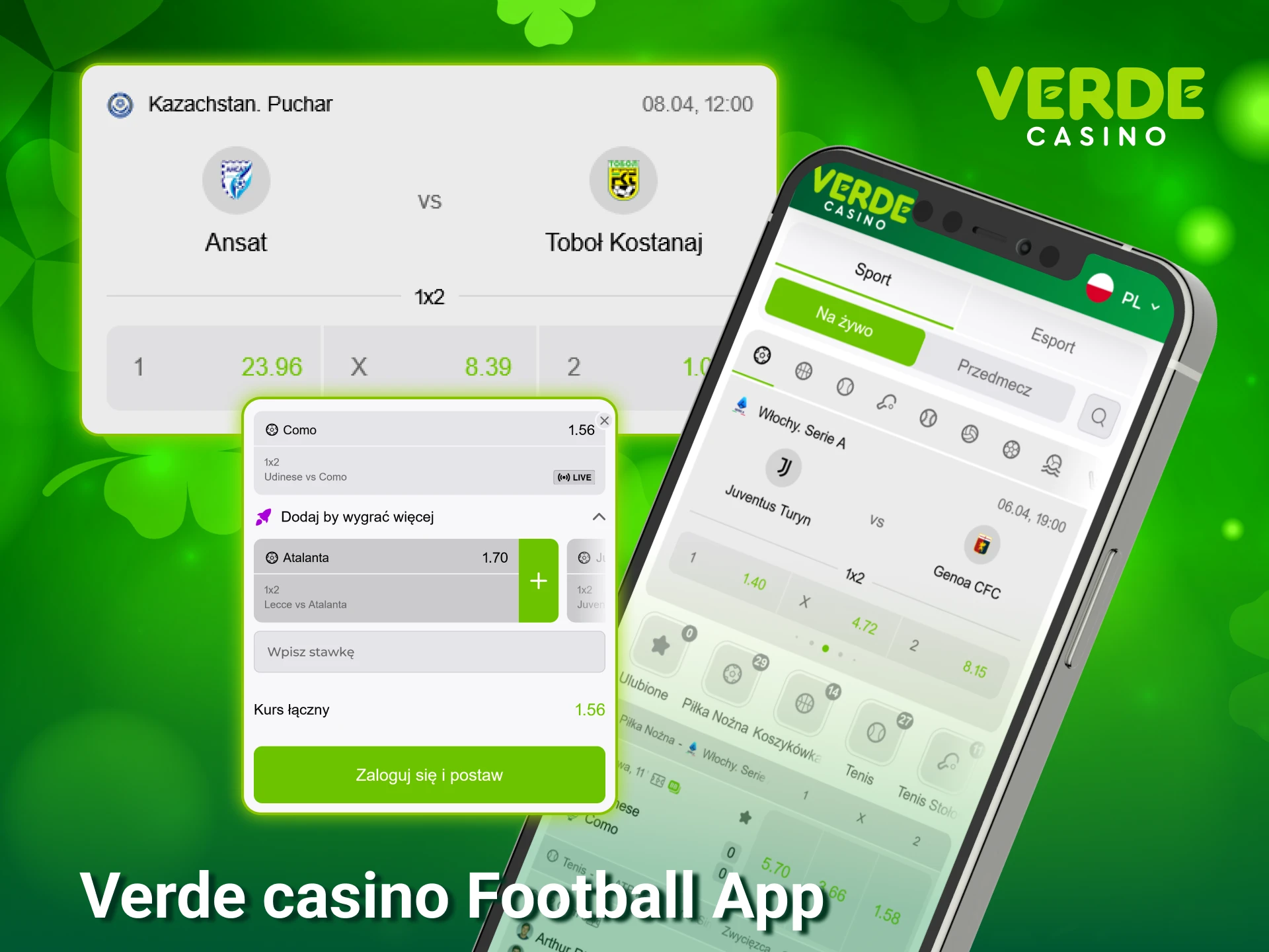 Zarejestruj się i pobierz oficjalną aplikację mobilną Verde Casino do obstawiania piłki nożnej.