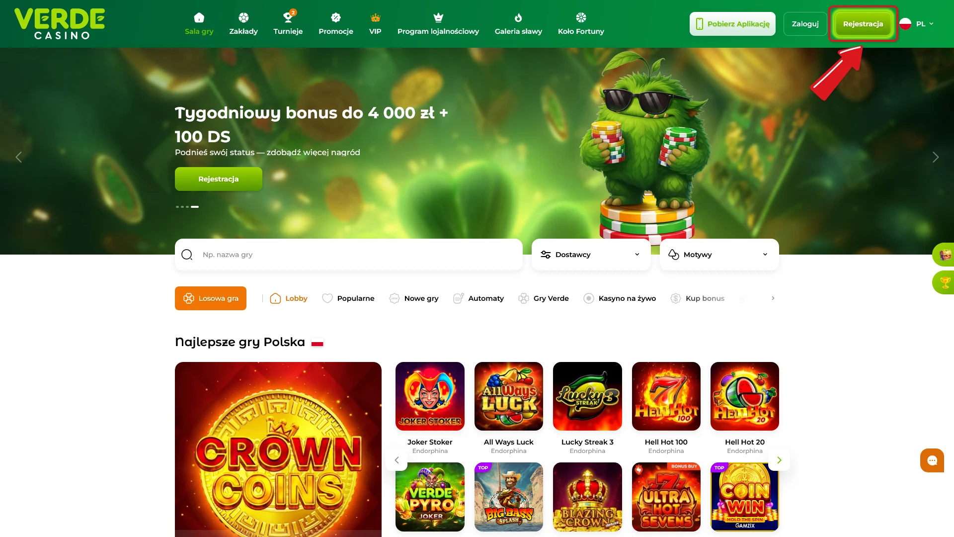 Rozpocznij Instrukcja Rejestracji i przejdź do formularza na oficjalnej stronie Verde Casino.