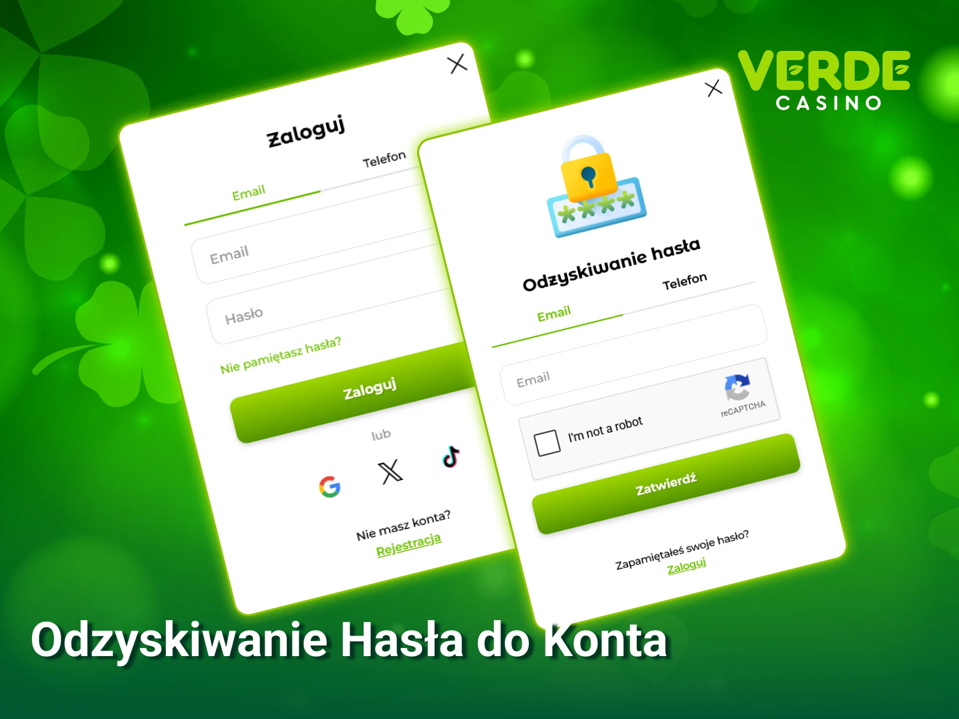 Skorzystaj z szybkiego odzyskiwania hasła do konta Verde Casino i wróć do gry.