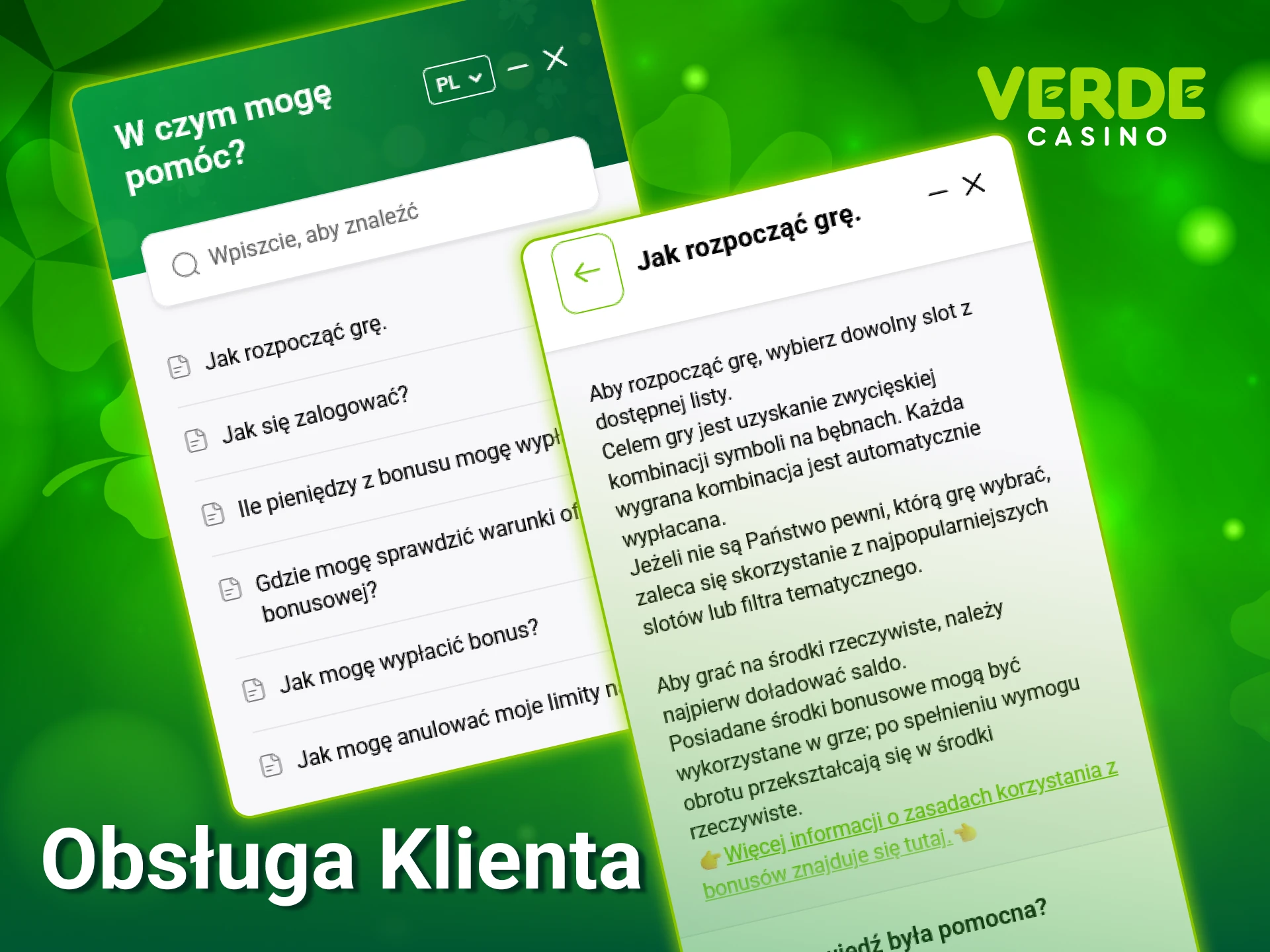 Skontaktuj się z profesjonalną obsługą klienta Verde Casino w każdej chwili.